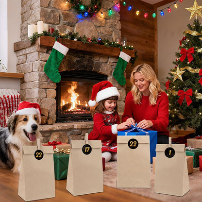 HAUSPROFI Adventskalender Kraftpapiertüten mit Zahlen zum