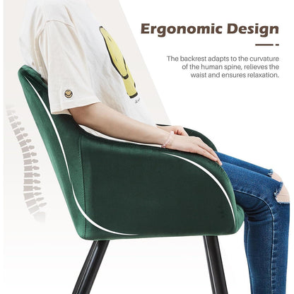 Samt Esszimmerstühle 4er Set mit Armlehnen, Grün