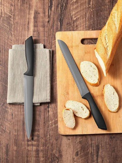 Messerblock Set 15-teilig mit Holzblock Schwarz Antihaftbeschichtung
