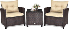 3tlg. Polyrattan Balkonmöbel Set mit Tisch & Stühlen Beige Kissen