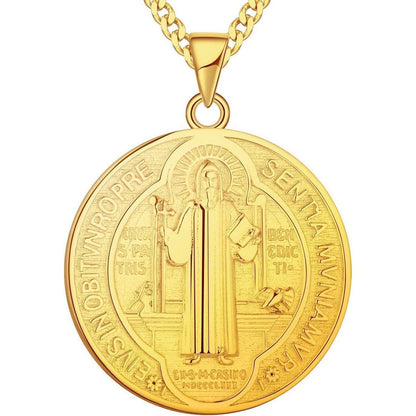 Heiliger Benedikt Kette 925 Sterling Silber vergoldet