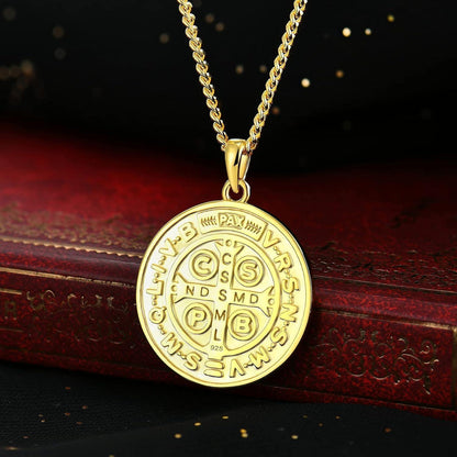 Heiliger Benedikt Kette 925 Sterling Silber vergoldet