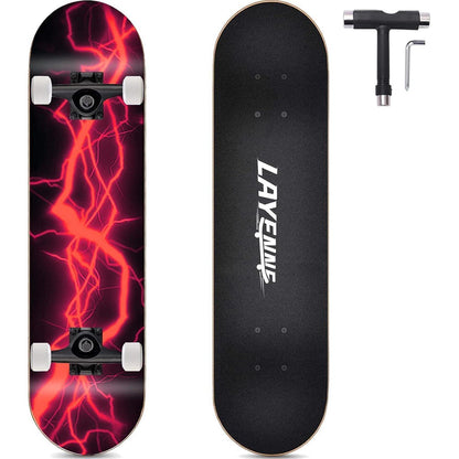 LAYENNE Skateboard 31 Zoll Komplettes Ahorn Deck ABEC-11