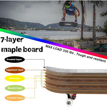 LAYENNE Skateboard 31 Zoll Komplettes Ahorn Deck ABEC-11
