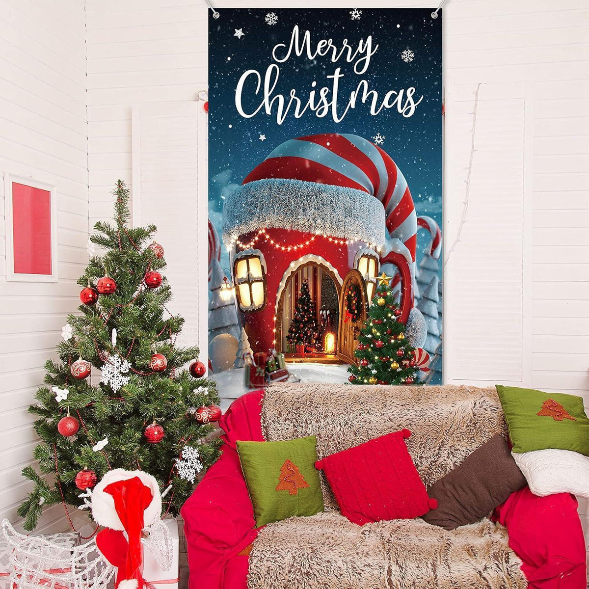 Weihnachts Türbanner Frohe Weihnachten 180x90cm Polyester