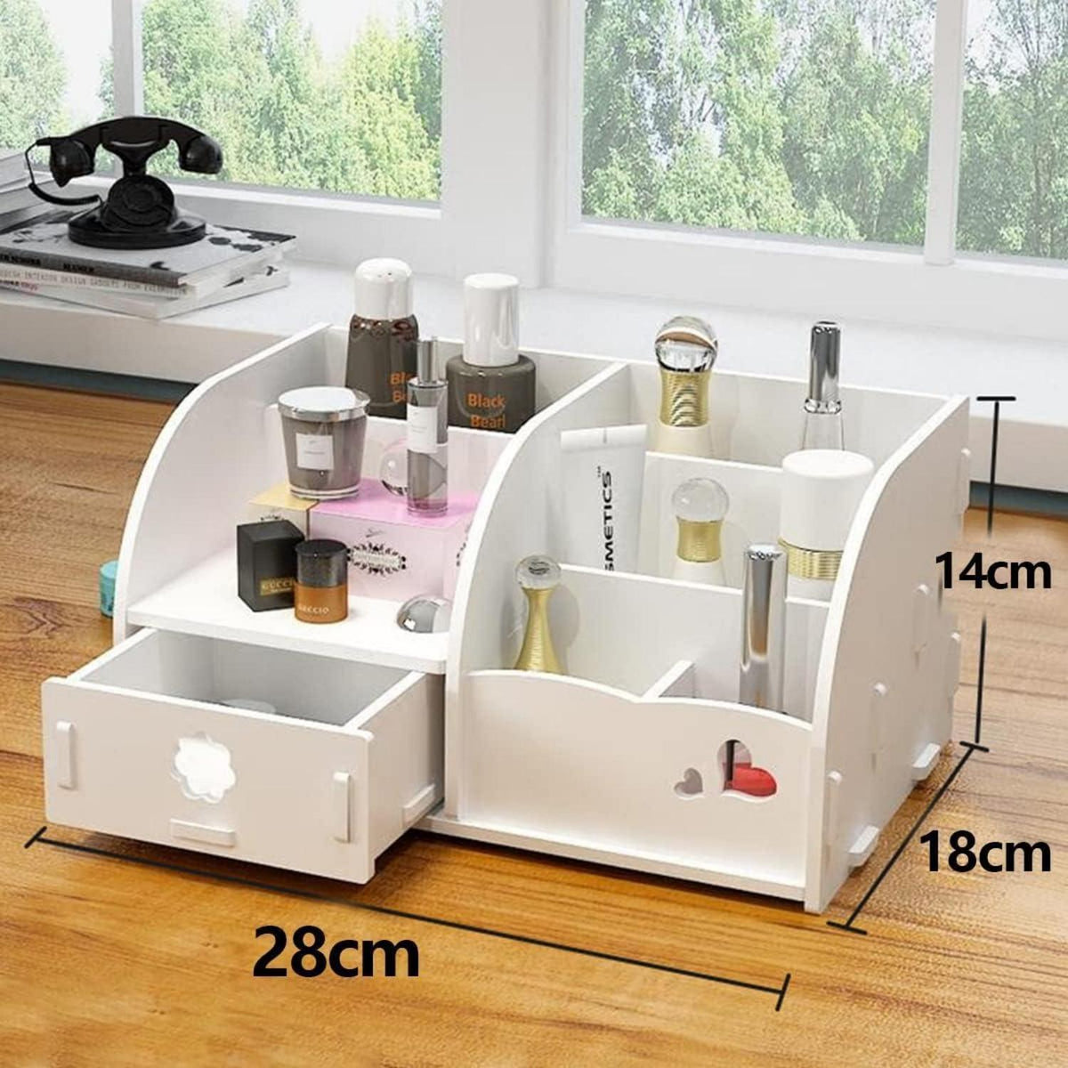 Make-up Organizer mit Schubladen, Weiß, Platzsparend