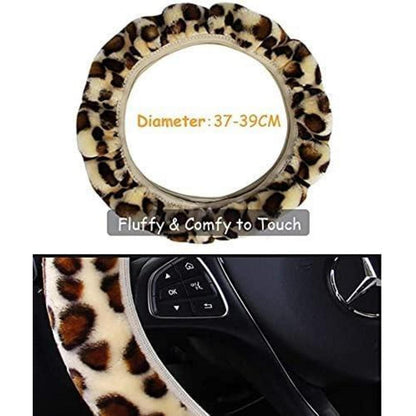 Lenkradhülle Leopard Plüsch – Warm & Rutschfest Grau