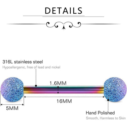 Zungenpiercing Set 16 Stück Chirurgenstahl 14G 16mm Rosegold Herz Blume