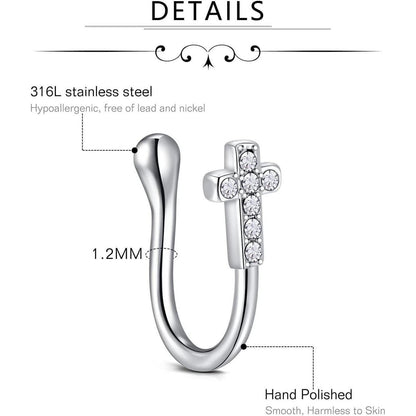 Fake Nasenpiercing Set 9 Stück Silber Chirurgenstahl Hoop