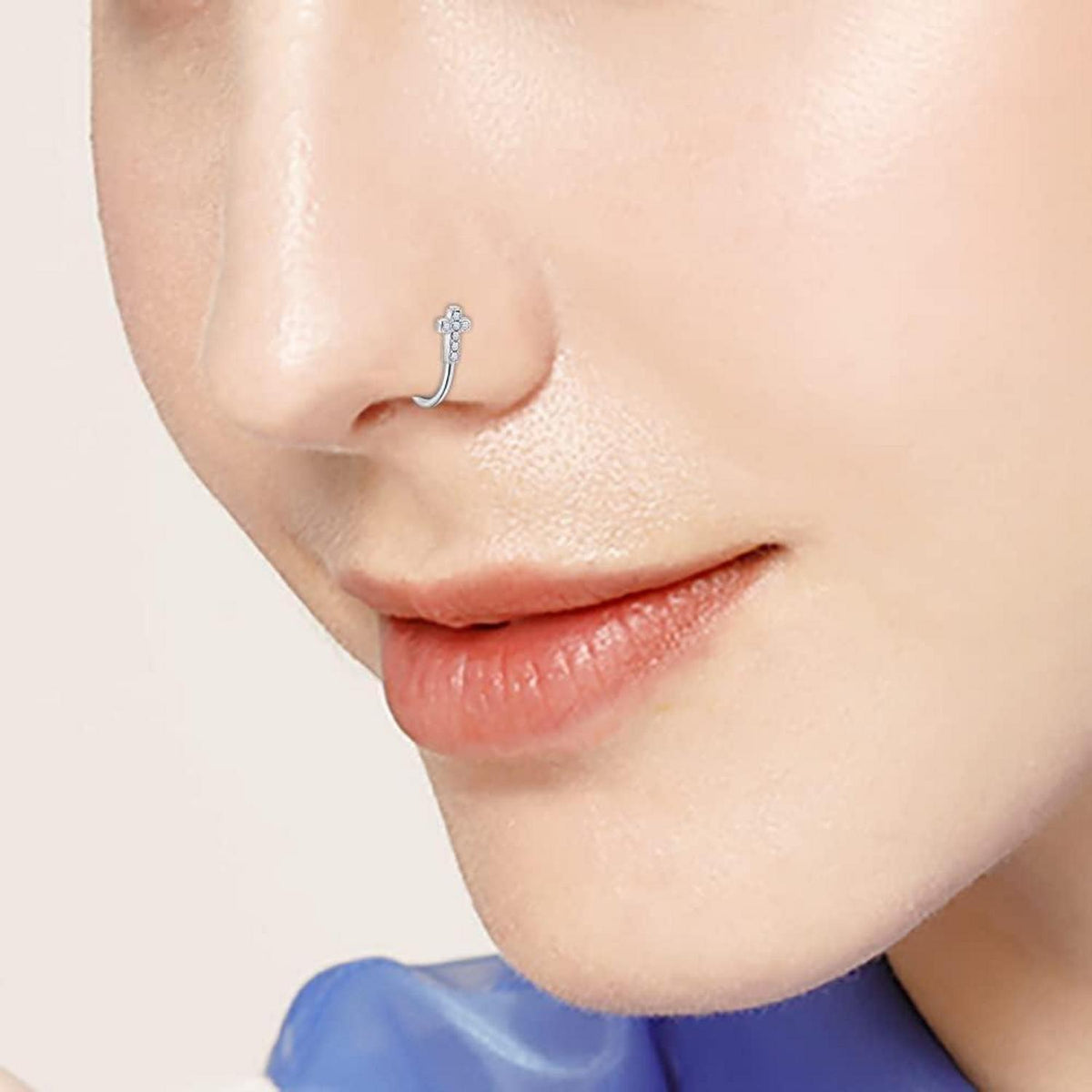 Fake Nasenpiercing Set 9 Stück Silber Chirurgenstahl Hoop