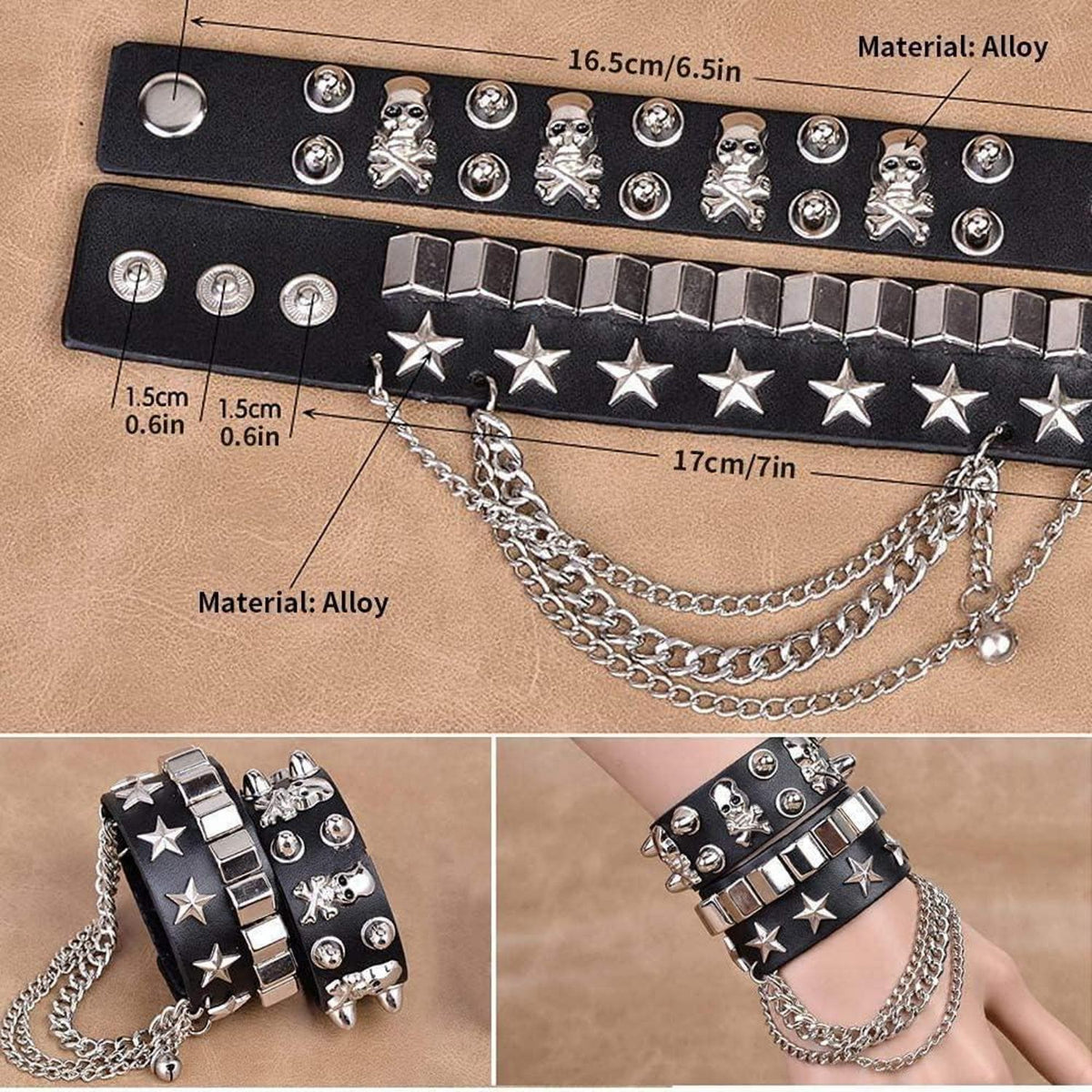 Punk Gothic Rocker Set 90er Jahre Schwermetall Kostüm