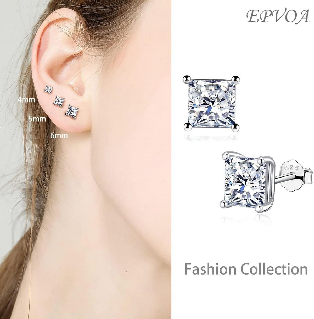 925er Silber Zirkonia Ohrstecker Set Hypoallergen klein 4-7mm