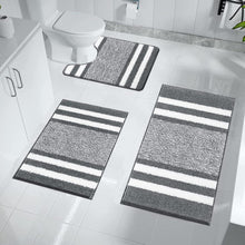 Badteppich Set 3-teilig Hochflor Weich Maschinenwaschbar Rutschfest
