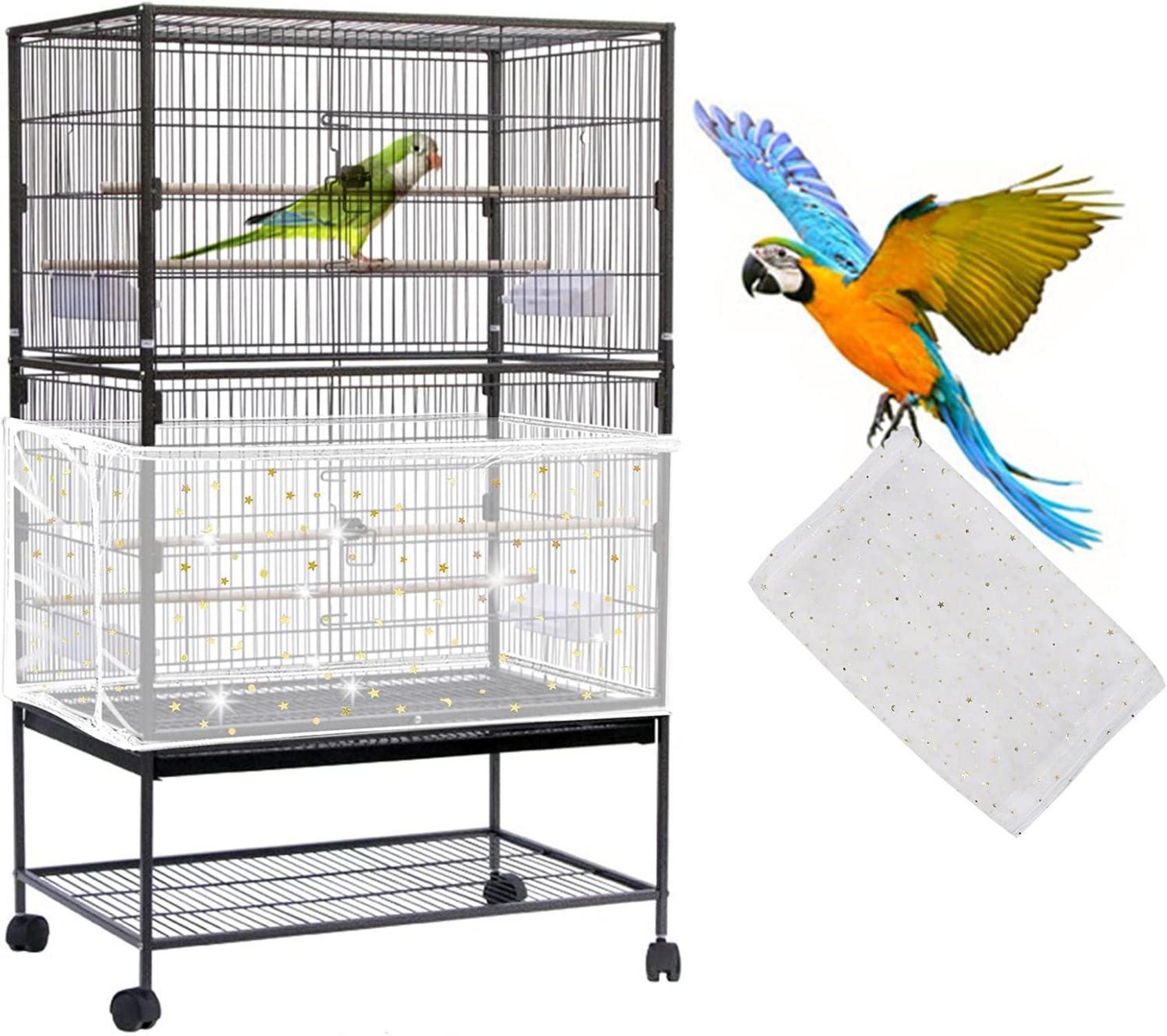 Vogelkäfig Abdeckung Samenfänger Kordelzug Papageien Netz