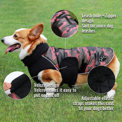 ALAGIRLS Reflektierender Hundemantel Winterjacke Wasserdicht PinkCamo M