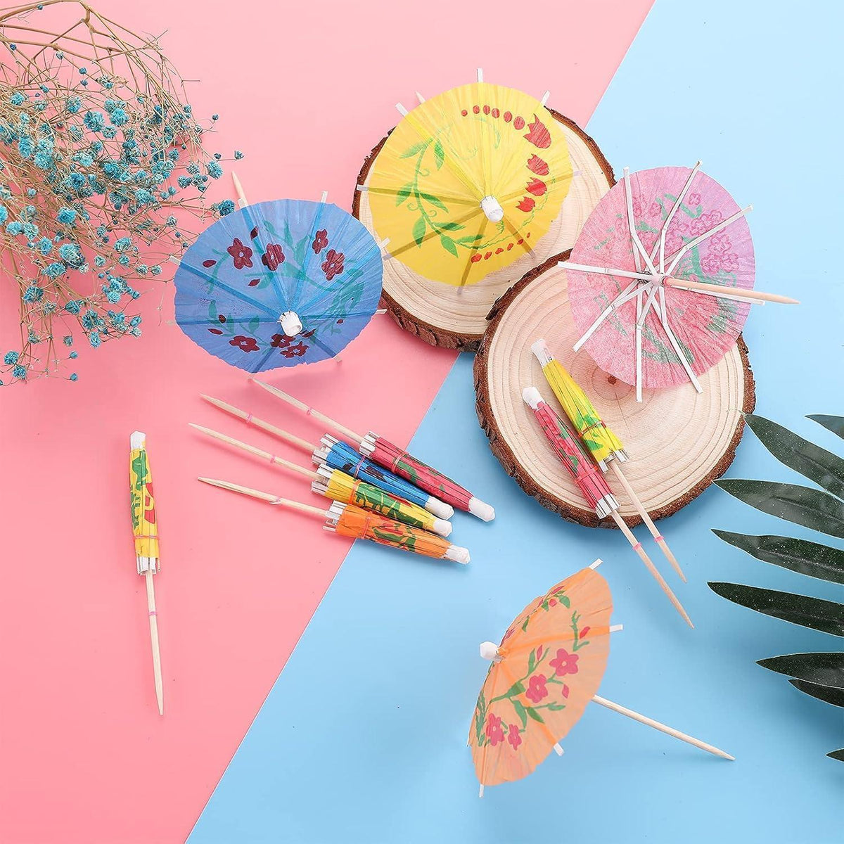 50 Cocktail-Schirmchen 10cm Bunt für Partys & Sommerfest