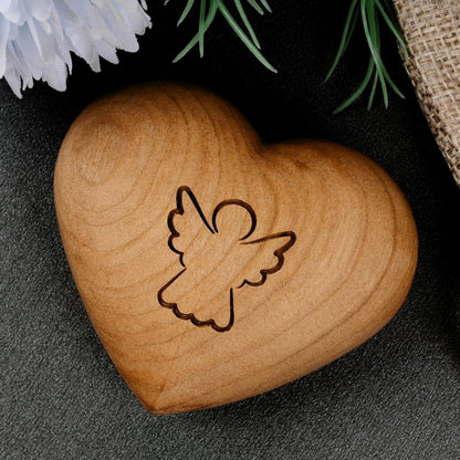 Holz-Herz Handschmeichler Schutzengel Motiv Glücksbringer