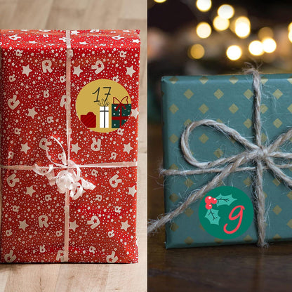 Adventskalender Zahlen Aufkleber Set 6x24 Sticker Weihnachten basteln