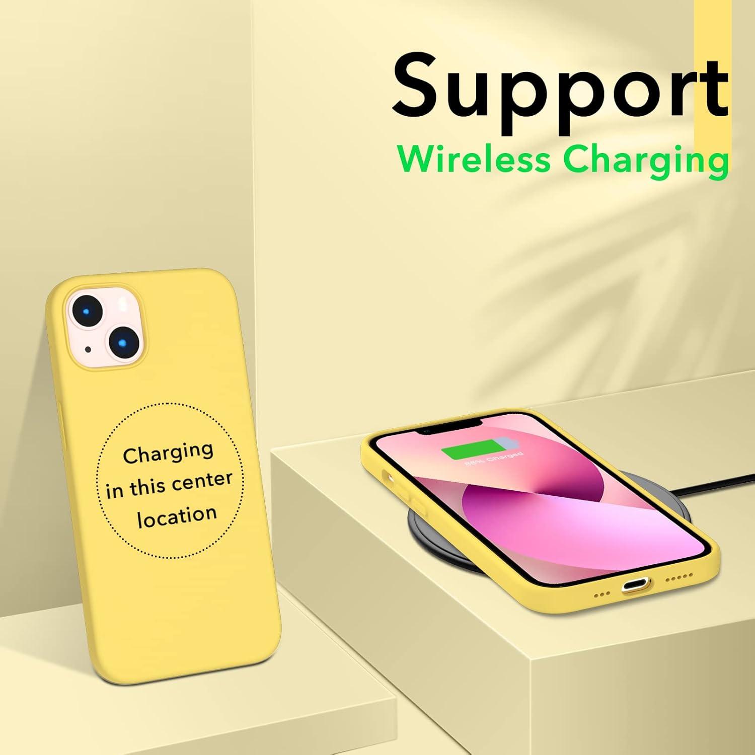 iPhone 13 Silikon Case 6,1 Ultra Dünn Voller Schutz Flüssig Zitronengelb
