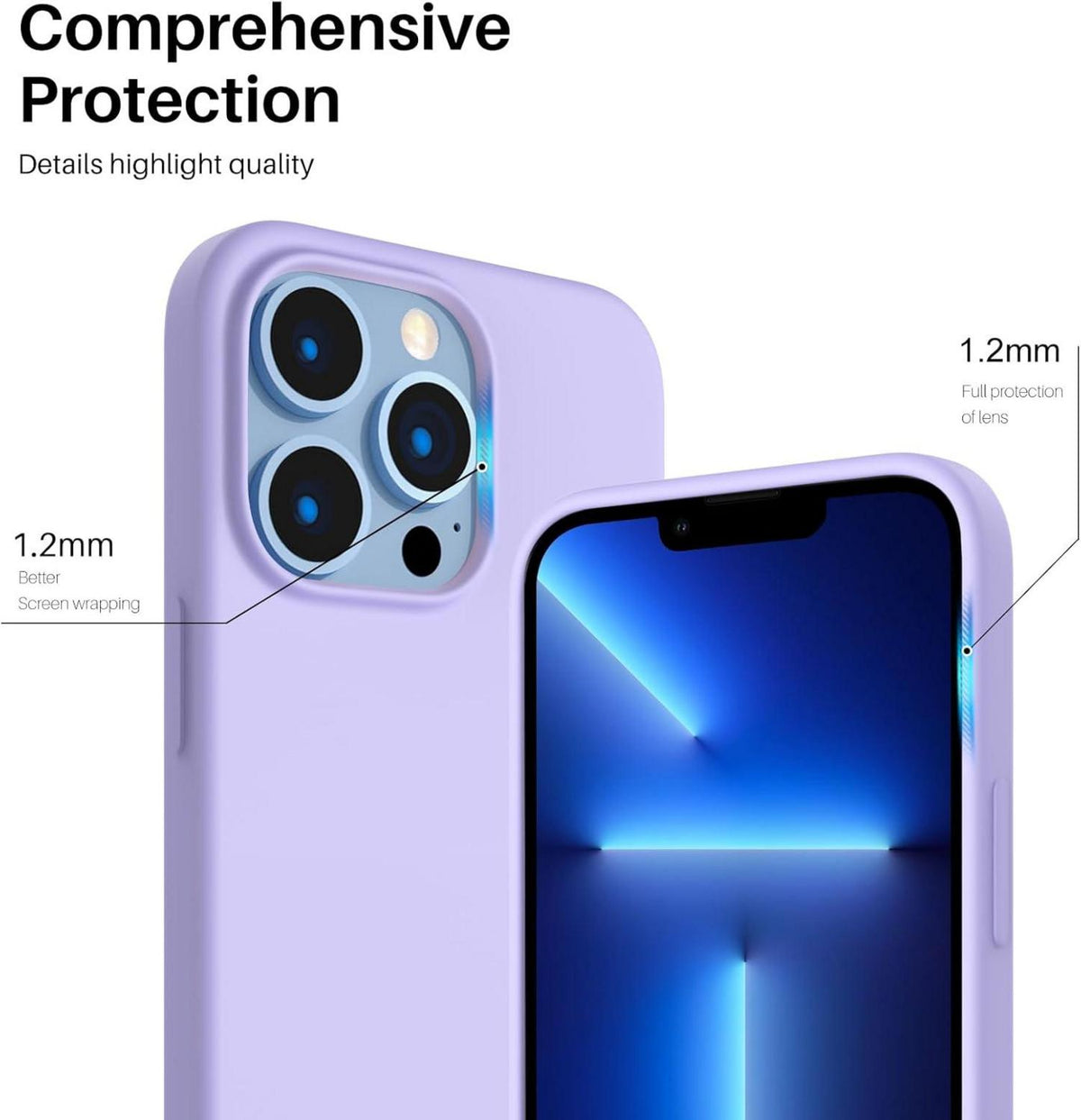 ORNARTO Silikon Case für iPhone 13 Pro, Ultra Dünn, Voller Schutz, Flüssig, 6,1 Zoll