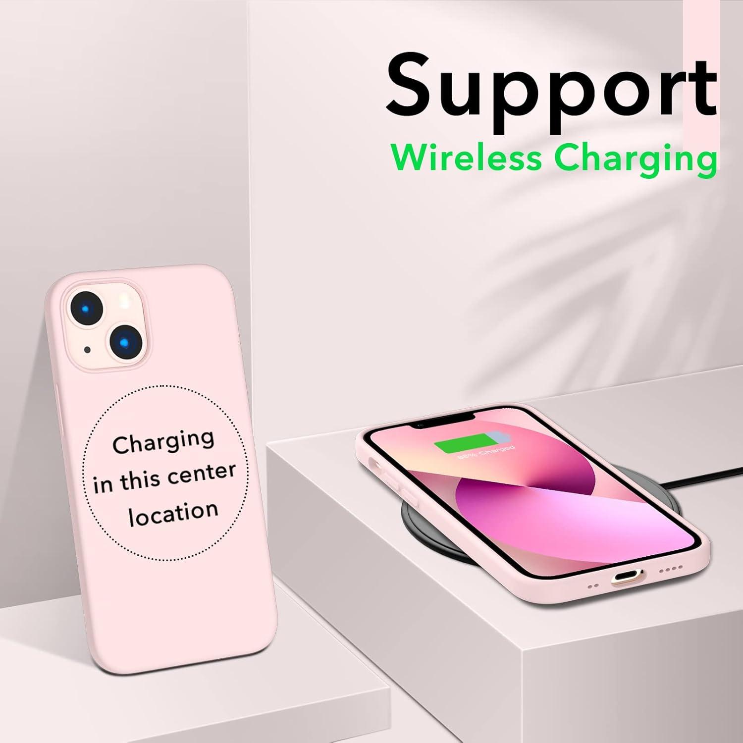 ORNARTO iPhone 13 Mini 5,4 Silikon Hülle Ultra Dünn Voller Schutz Kalkrosa