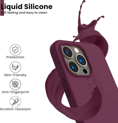 Stoßfeste Flüssige Silikon Handyhülle für iPhone 13 Pro 6,1” Weinrot