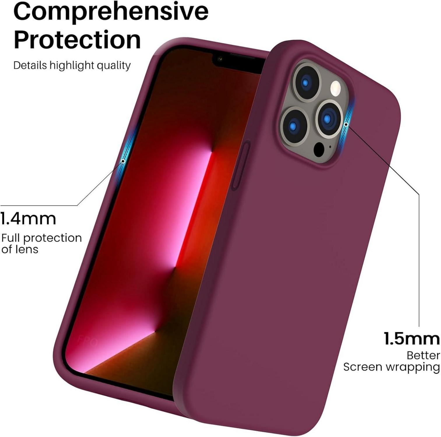 iPhone 13 Pro Liquid Silicone Case 6,1” Stoßfeste Schutzhülle Weinrot