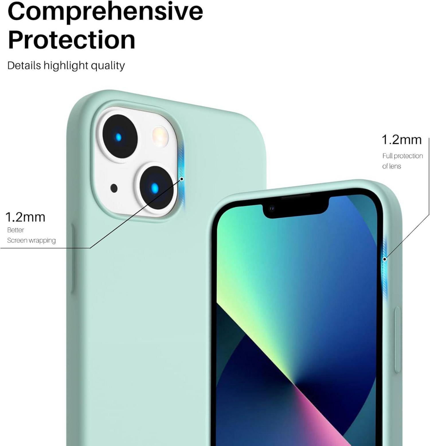 ORNARTO iPhone 13 Mini 5,4 Silikon Case Schutz Hülle MintGrün