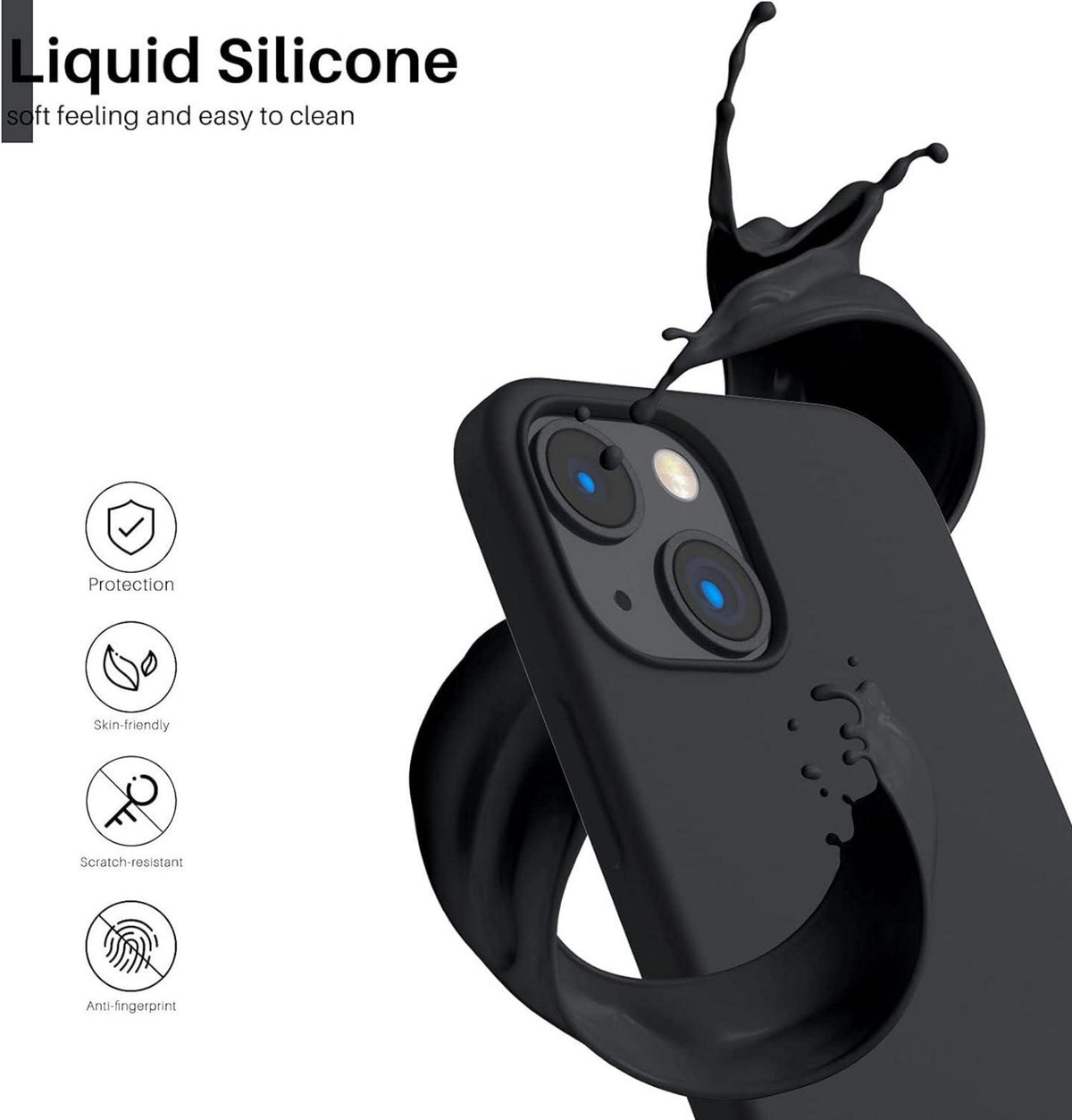 Silikon Case für iPhone 13 Mini 5,4 Zoll Schwarz Schutzhülle