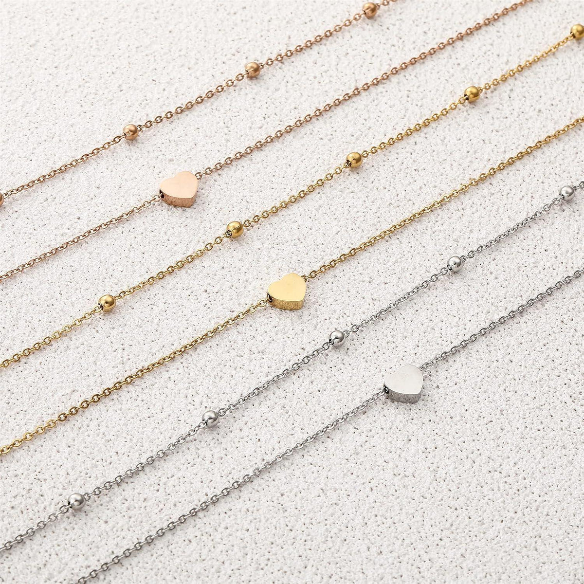 Damen Layered Kette Silber Rosegold Gold Multilayer Halskette Herz