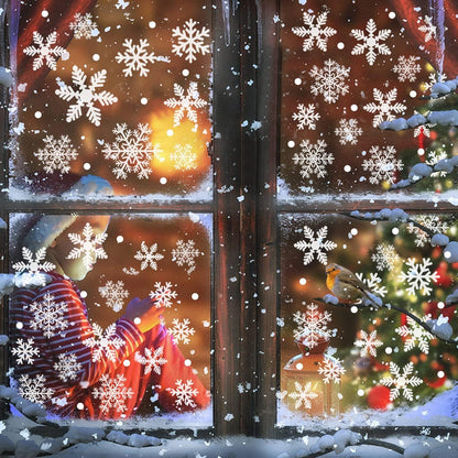 Schneeflocken Weihnachten Fensteraufkleber 372 Stück PVC Selbstklebend