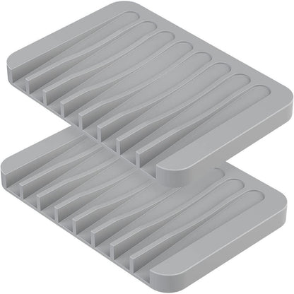 Silikon Seifenschale 2er Set mit Ablauf, Grau