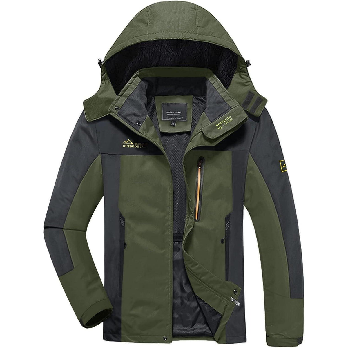 Herren Softshelljacke wasserabweisend mit abnehmbarer Kapuze Dunkeloliv XL