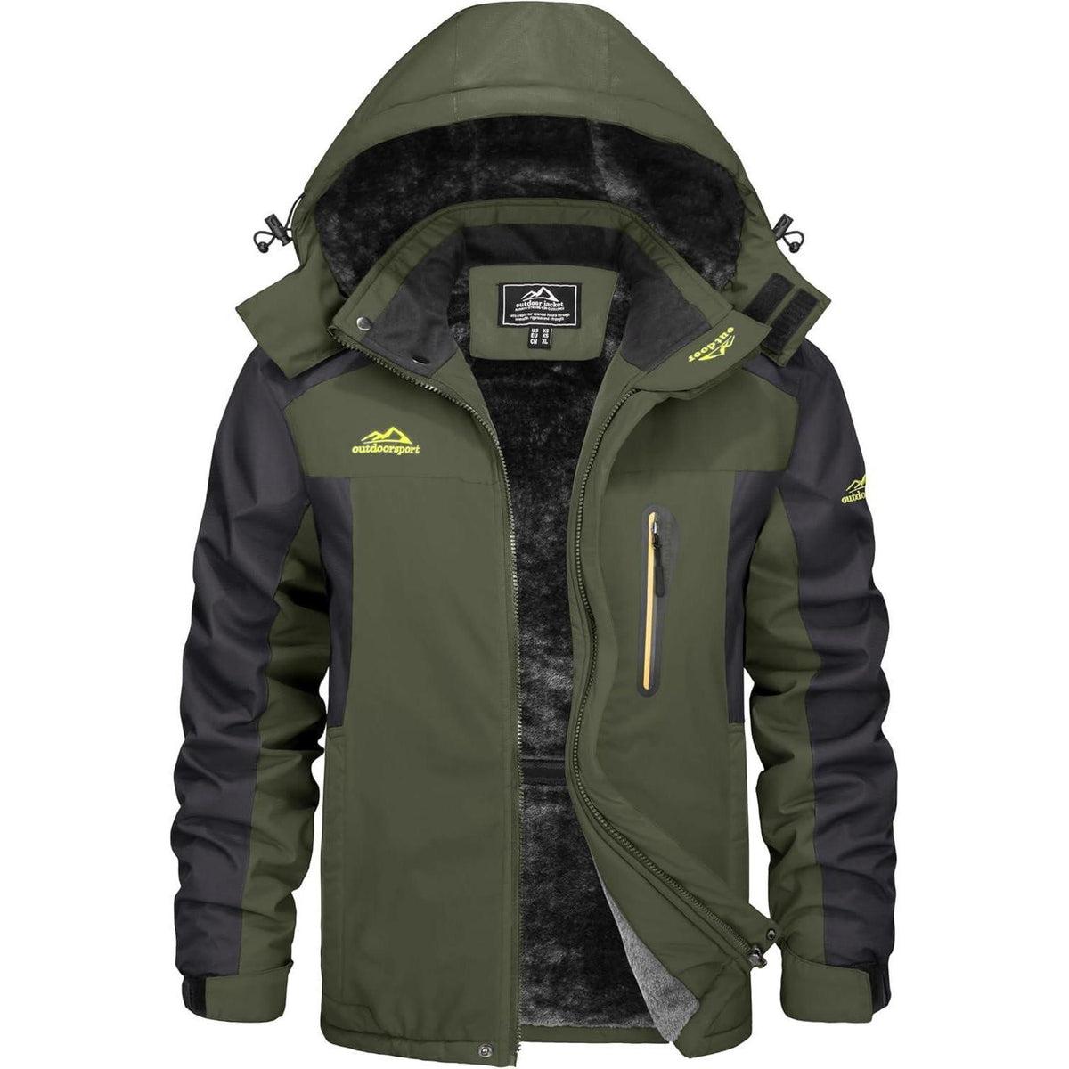 Herren Winterjacke Wasserdicht & Warm – Skijacke Armeegrün