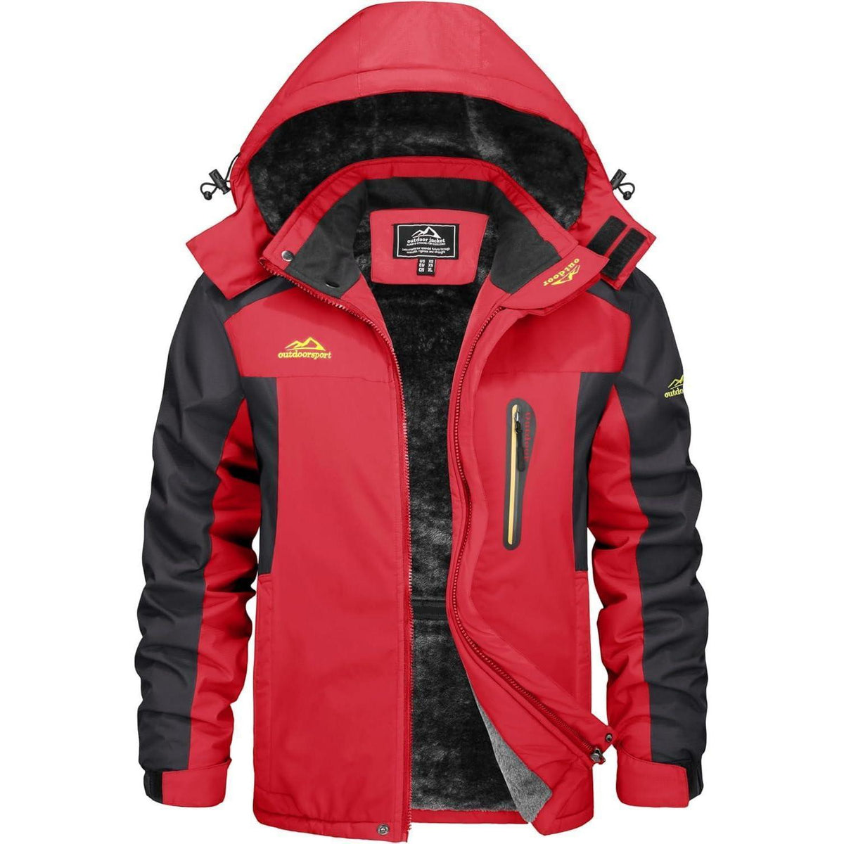 Herren Winterjacke Wasserdicht Warm Gefüttert Skijacke Rot