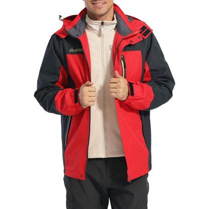 Herren Softshelljacke wasserabweisend mit Kapuze Rot XXL