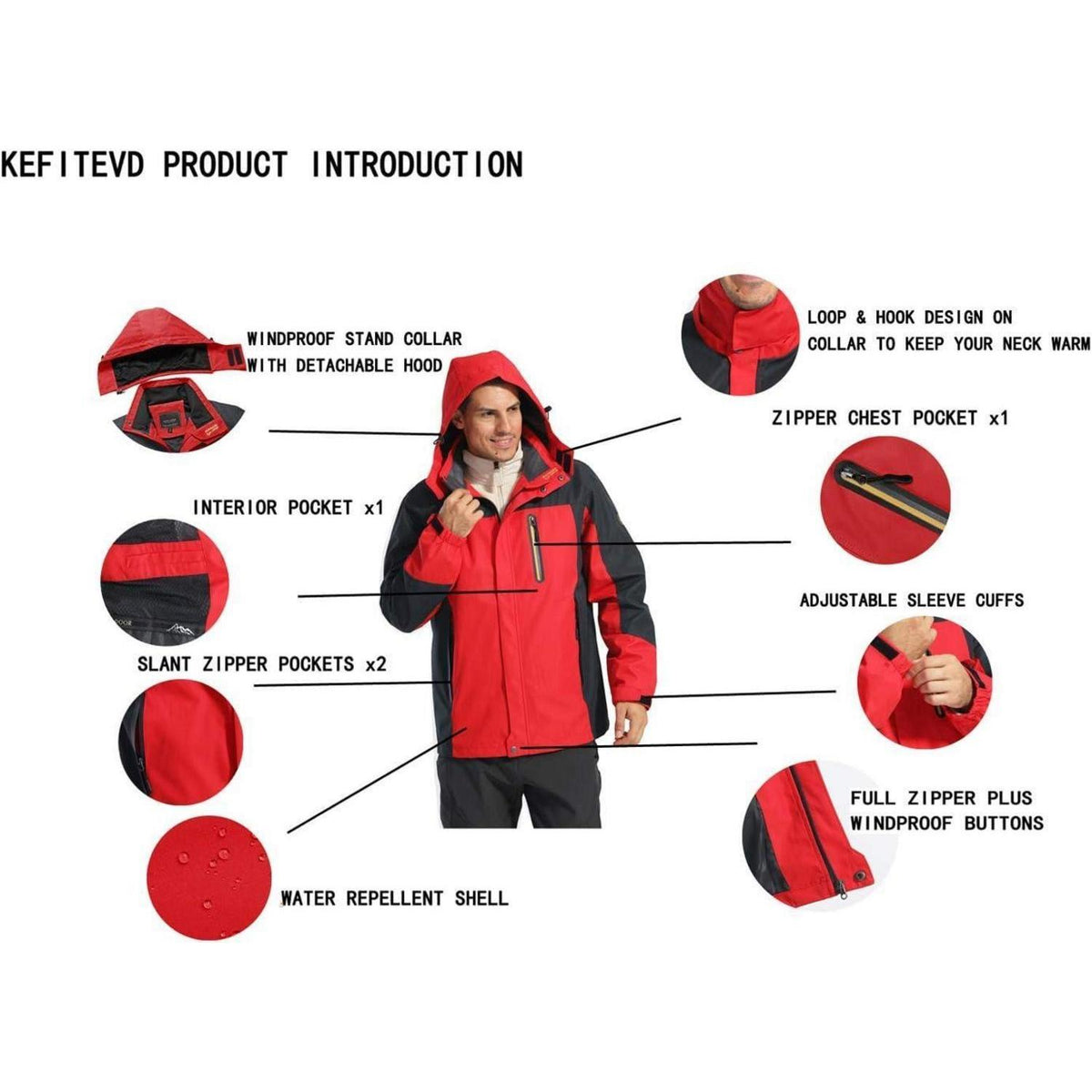 Herren Softshelljacke wasserabweisend mit abnehmbarer Kapuze Denimblau XXL