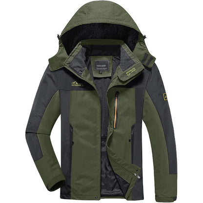 Herren Softshelljacke wasserabweisend mit abnehmbarer Kapuze Dunkeloliv M
