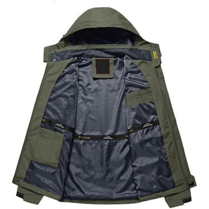 Herren Softshelljacke wasserabweisend mit abnehmbarer Kapuze Dunkeloliv M
