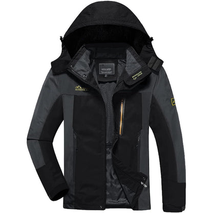 Herren Softshelljacke wasserabweisend mit abnehmbarer Kapuze Schwarz-grau M