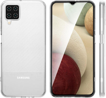 Hülle Samsung Galaxy A12 M12 Ultra Transparent Silikon + 2 Panzer Schutz Glas