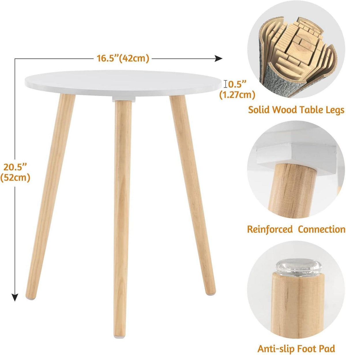 Beistelltisch Holz rund Ø42x52cm Wohnzimmertisch Nachttisch Tablett