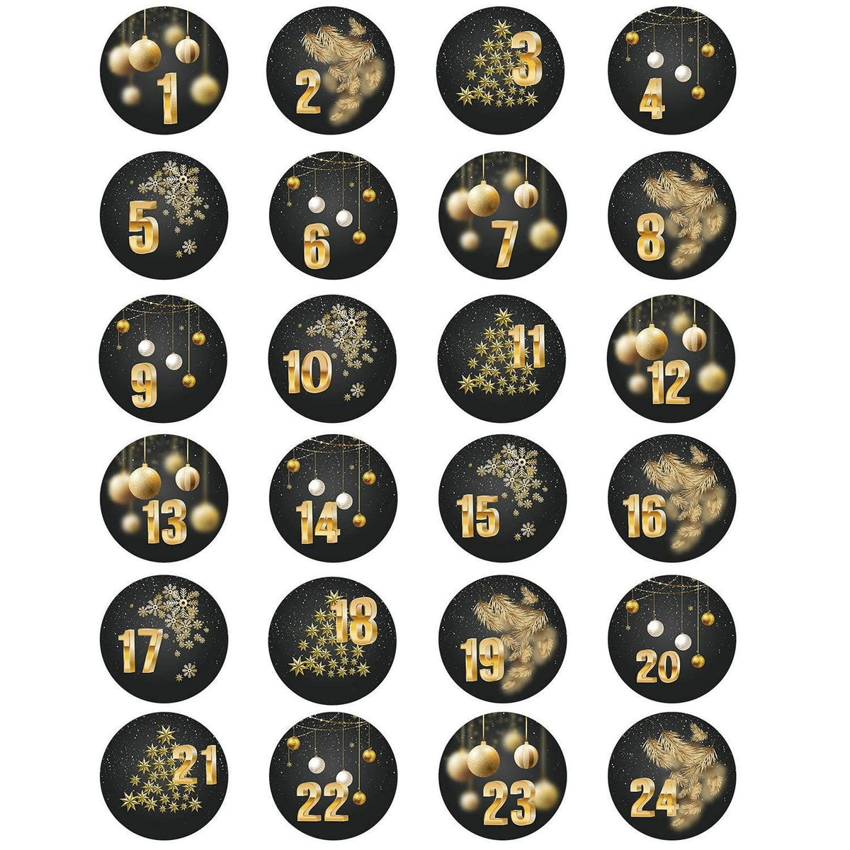 Adventskalender Aufkleber Set mit Zahlen 1-24