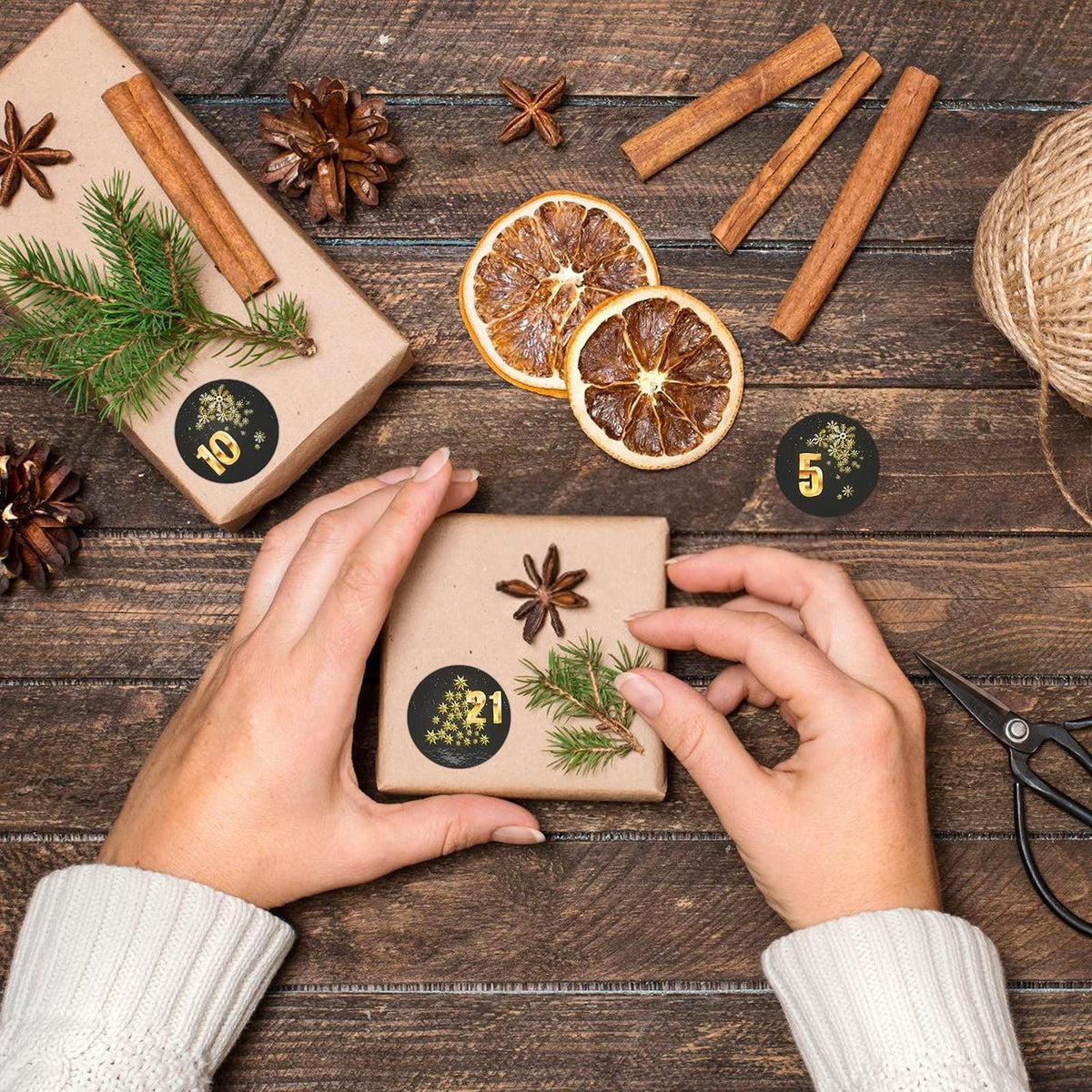 Adventskalender Aufkleber Set mit Zahlen 1-24