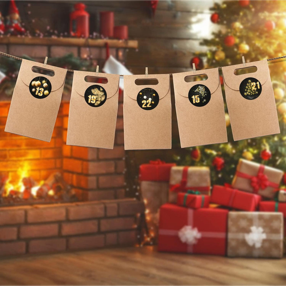 Adventskalender Aufkleber Set mit Zahlen 1-24