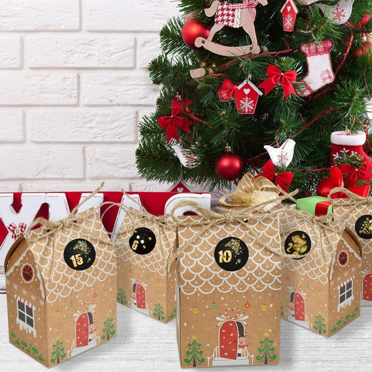 Adventskalender Aufkleber Set mit Zahlen 1-24