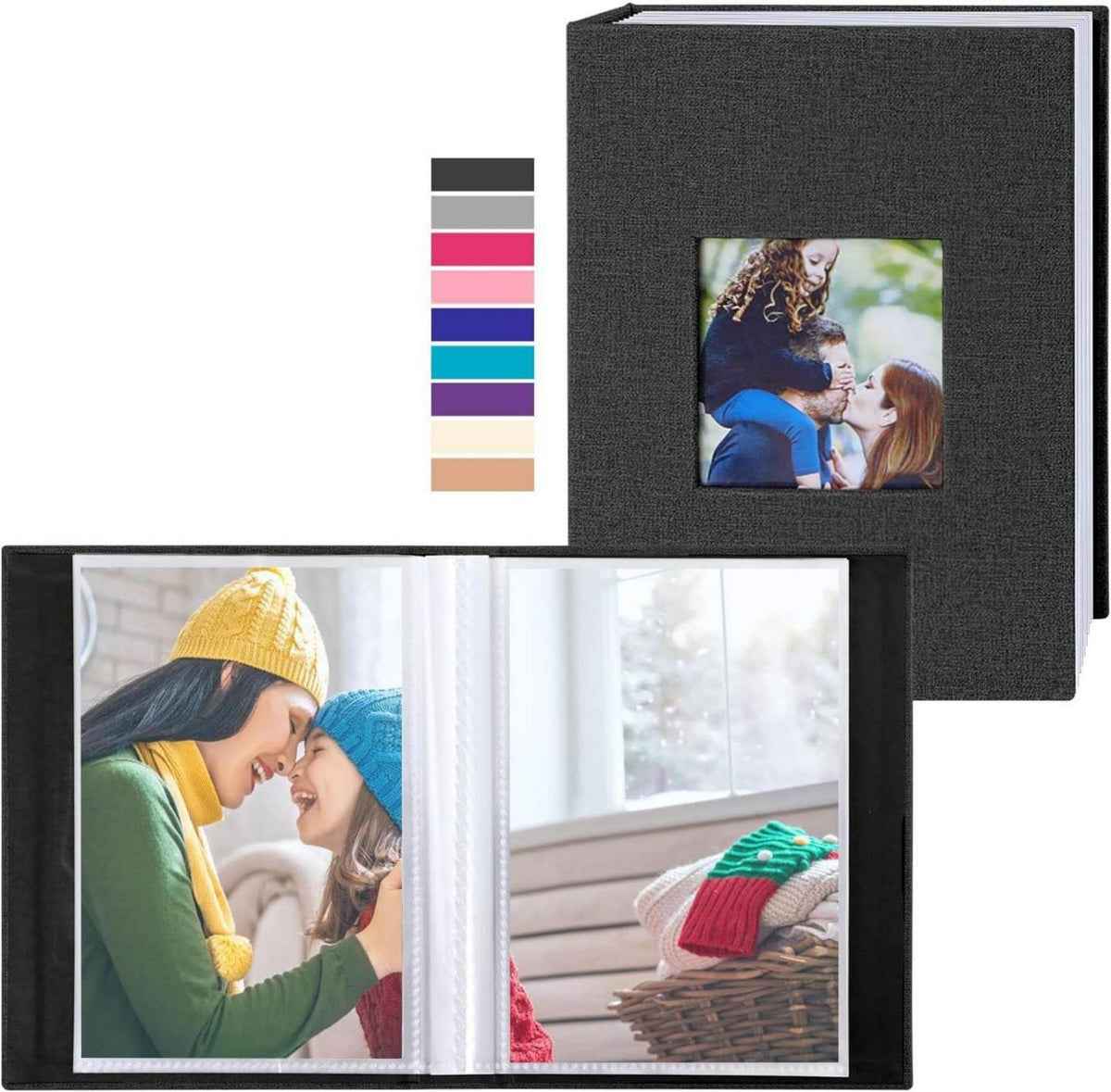 Fotoalbum 10x15 Schwarz Leinenbezug 100 Taschen 2 Packungen
