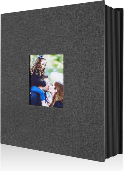 Fotoalbum 10x15 Schwarz Leinen Einsteckalbum für Hochformat Fotos