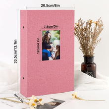 Leinen Fotoalbum 300 Taschen 10x15 Rosa für Querformat Fotos