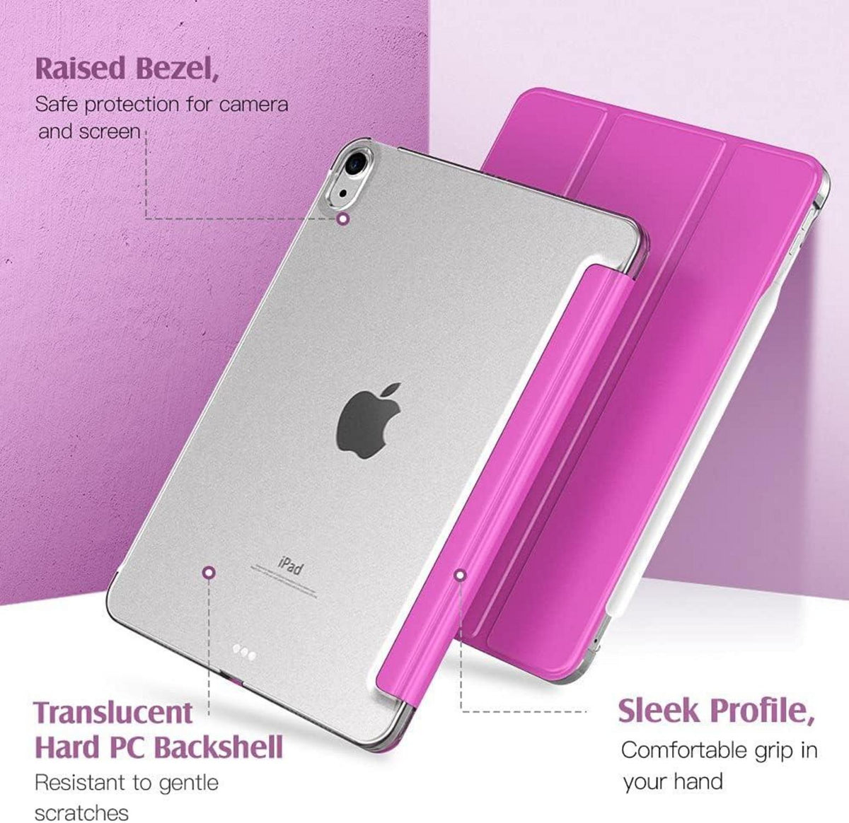 TiMOVO iPad Air 11 Zoll 2024 Hülle, Transparente Rückseite, Magenta